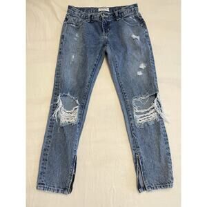 One x One Teaspoon Size 25 Freebirds Jeans Ankle Zippers Ripped Distressed